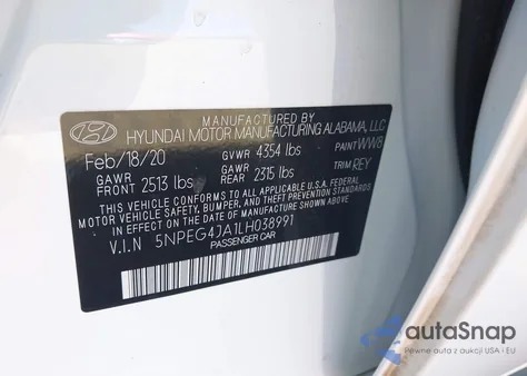 2020 Hyundai Sonata Se из США, поврежденный, VIN 5NPEG4JA1LH038991